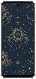 Силикон с усиленными углами чехол Celestial Harmony: Sun & Moon Gold Mystic Pattern для Motorola G32 - 6778sp-2845 изображение 