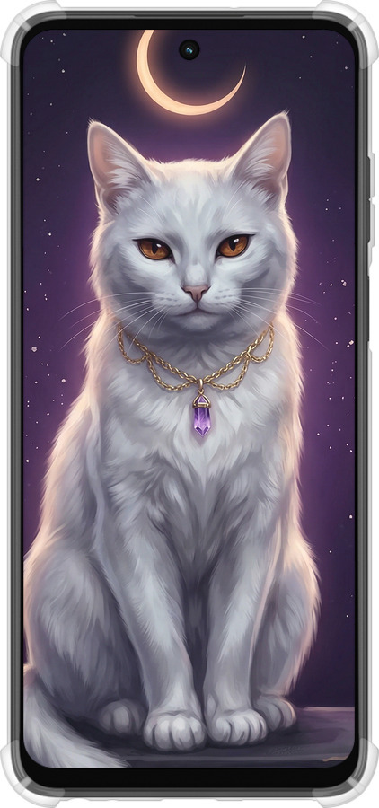 Силикон с усиленными углами чехол Mystic White Cat Gothic Dark Purple Gold для Motorola G32 - 6805sp-2845 изображение 