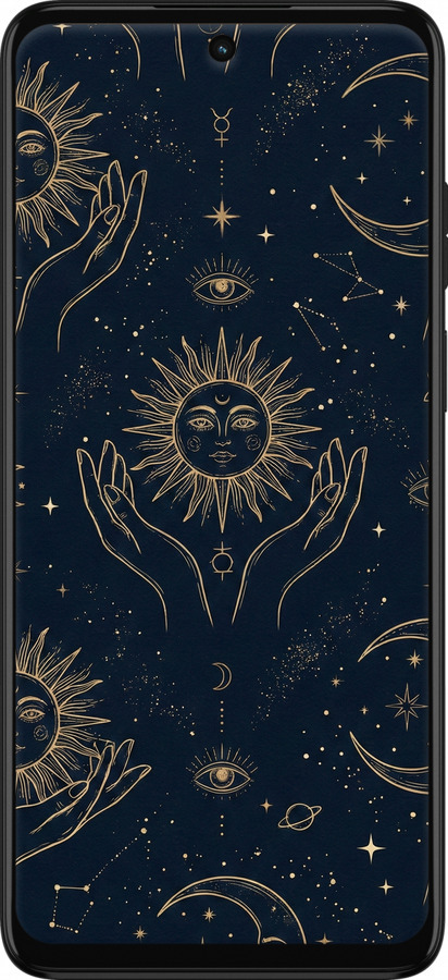 Силиконовый чехол Celestial Harmony: Sun & Moon Gold Mystic Pattern для Motorola G32 - 6778u-2845 изображение 