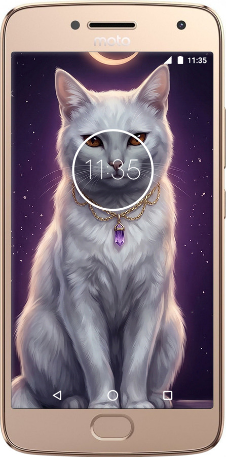 2D пластиковый чехол Mystic White Cat Gothic Dark Purple Gold для Motorola Moto G5 PLUS - 6805t-1038 изображение 