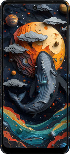 3D пластиковый матовый чехол Кит в космосе для Motorola G60 - 6328m-2467 изображение 