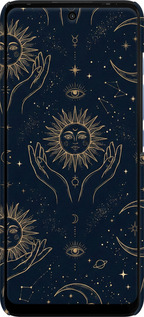3D пластиковый матовый чехол Celestial Harmony: Sun & Moon Gold Mystic Pattern для Motorola G60 - 6778m-2467 изображение 