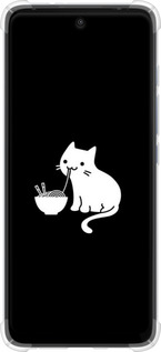 Силикон с усиленными углами чехол С милым котом на черном фоне для Motorola G60 - 6528sp-2467 изображение 