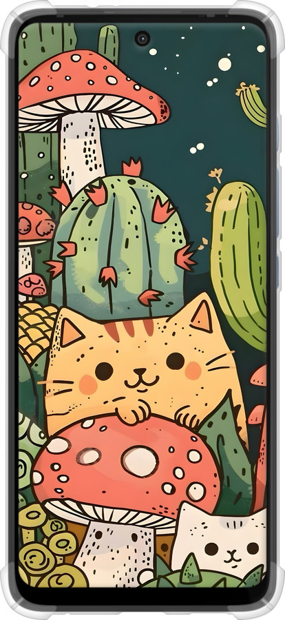 Силикон с усиленными углами чехол Коты грибы для Motorola G60 - 6321sp-2467 изображение 