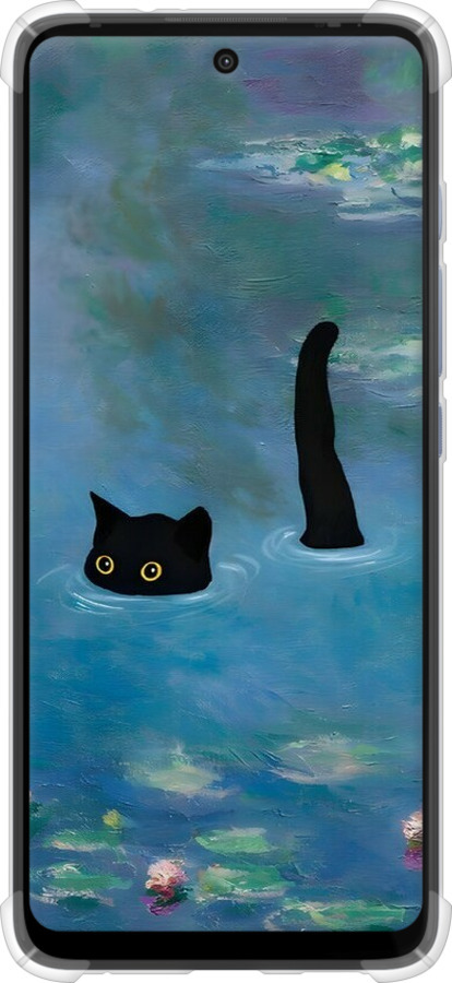 Силикон с усиленными углами чехол С изображением кота и водяной лилии Monet для Motorola G60 - 6519sp-2467 изображение 