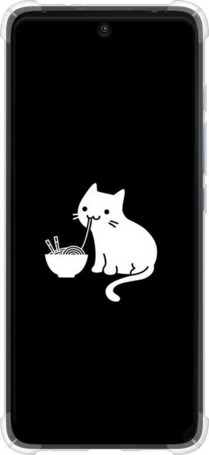 Силикон с усиленными углами чехол С милым котом на черном фоне для Motorola G60 - 6528sp-2467 изображение 