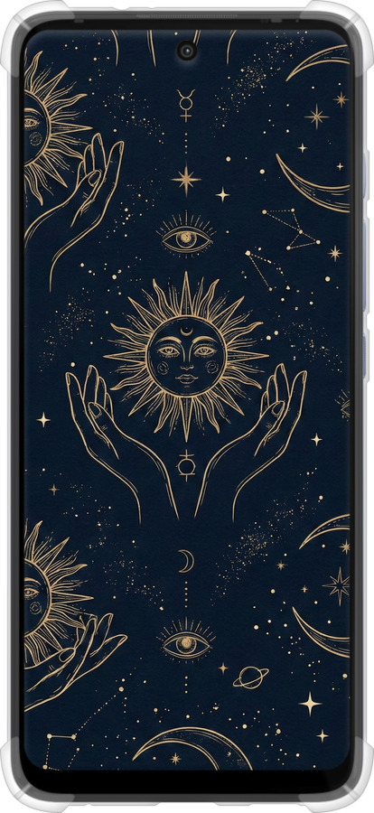 Силіконовий протиударний с посиленими кутами чехол Celestial Harmony: Sun & Moon Gold Mystic Pattern для Motorola G60 - 6778sp-2467 изображение 
