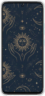 Силикон с усиленными углами чехол Celestial Harmony: Sun & Moon Gold Mystic Pattern для Motorola G72 - 6778sp-2859 изображение 