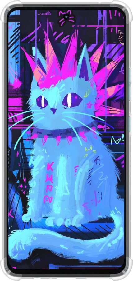 Силикон с усиленными углами чехол Кот панк для Motorola G72 - 6311sp-2859 изображение 