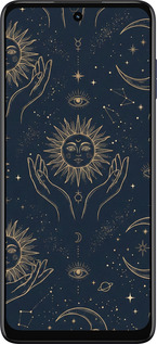 Силиконовый чехол Celestial Harmony: Sun & Moon Gold Mystic Pattern для Motorola G73 - 6778u-3196 изображение 