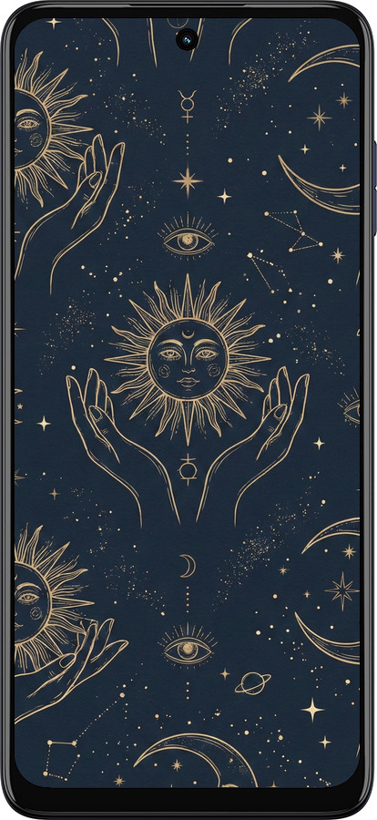 Силиконовый чехол Celestial Harmony: Sun & Moon Gold Mystic Pattern для Motorola G73 - 6778u-3196 изображение 