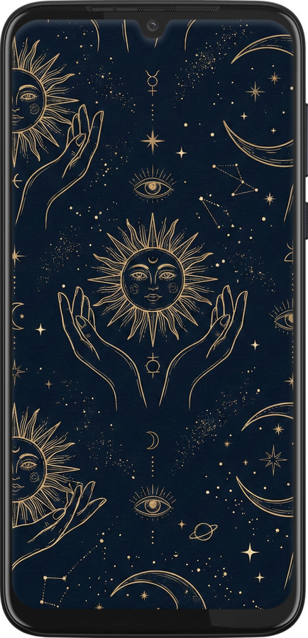 Силиконовый чехол Celestial Harmony: Sun & Moon Gold Mystic Pattern для Motorola G8 Plus - 6778u-1837 изображение 
