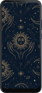 Силиконовый чехол Celestial Harmony: Sun & Moon Gold Mystic Pattern для Motorola G8 Power Lite - 6778u-2032 изображение 