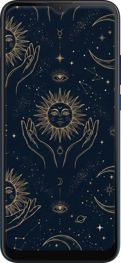 Силиконовый чехол Celestial Harmony: Sun & Moon Gold Mystic Pattern для Motorola G8 Power Lite - 6778u-2032 изображение 