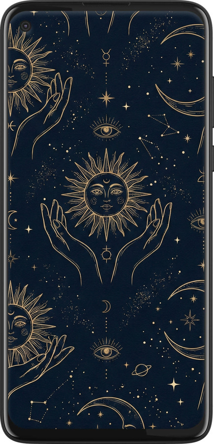 Силиконовый чехол Celestial Harmony: Sun & Moon Gold Mystic Pattern для Motorola G8 Power - 6778u-1940 изображение 