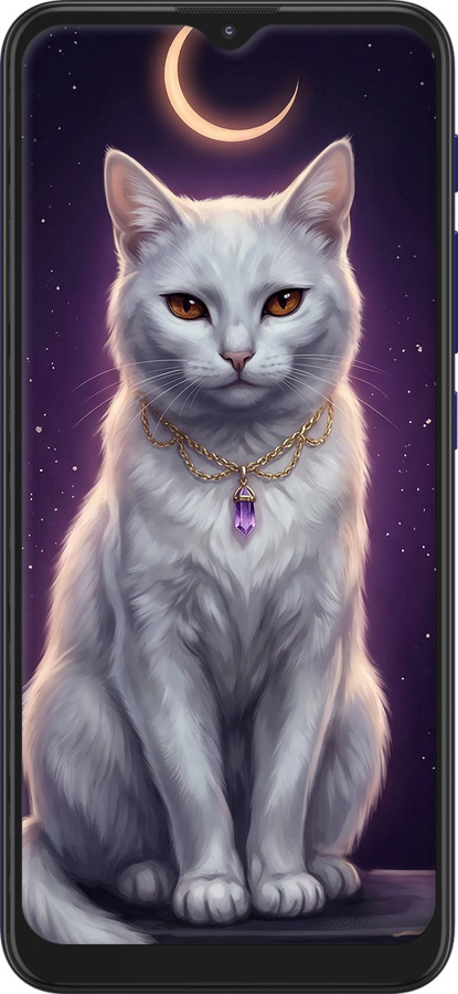Силиконовый чехол Mystic White Cat Gothic Dark Purple Gold для Motorola G9 Play - 6805u-2105 изображение 