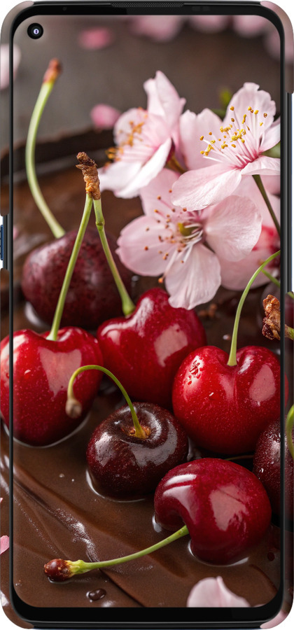 3D пластиковый матовый чехол Вишня в шоколаде для Motorola G9 Plus - 6698m-2104 изображение 