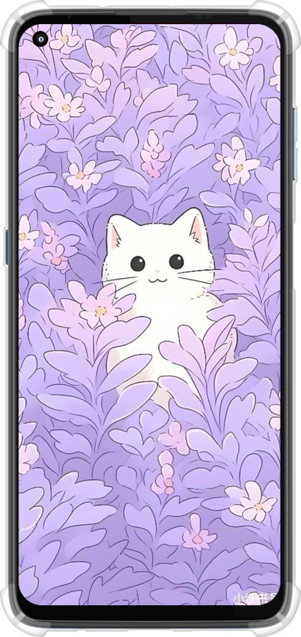 Силикон с усиленными углами чехол Котик в цветах для Motorola G9 Plus - 6390sp-2104 изображение 