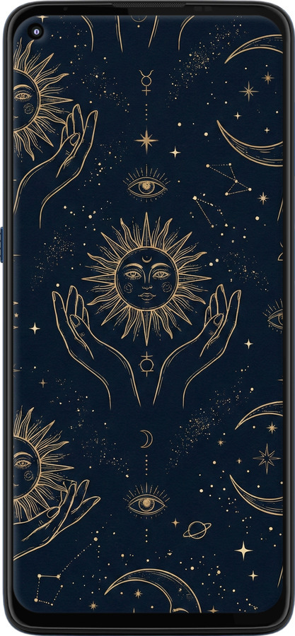 Силиконовый чехол Celestial Harmony: Sun & Moon Gold Mystic Pattern для Motorola G9 Plus - 6778u-2104 изображение 