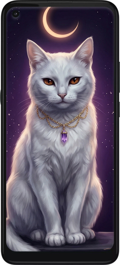 Силиконовый чехол Mystic White Cat Gothic Dark Purple Gold для Motorola G9 Power - 6805u-2229 изображение 