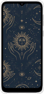 Силикон с усиленными углами чехол Celestial Harmony: Sun & Moon Gold Mystic Pattern для Motorola Moto E13 - 6778sp-3053 изображение 
