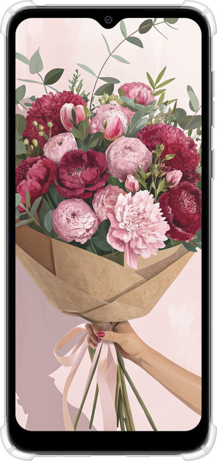 Силикон с усиленными углами чехол Пионы 1 для Motorola Moto E13 - 6705sp-3053 изображение 