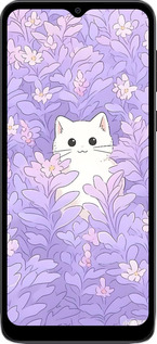 Силиконовый чехол Котик в цветах для Motorola Moto E13 - 6390u-3053 изображение 