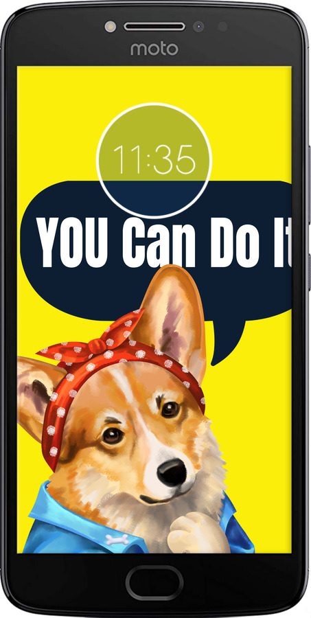Силиконовый чехол чехол с корги You Can Do It для Motorola Moto E4 Plus - 6184u-1000 изображение 