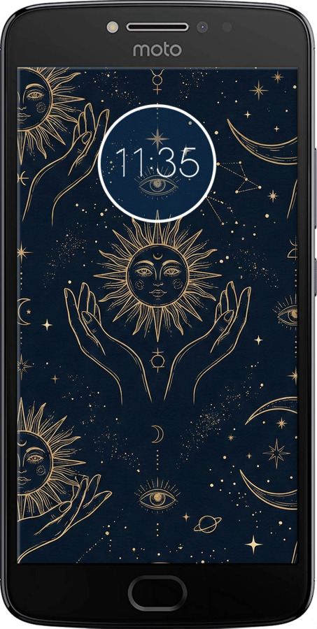 Силиконовый чехол Celestial Harmony: Sun & Moon Gold Mystic Pattern для Motorola Moto E4 Plus - 6778u-1000 изображение 
