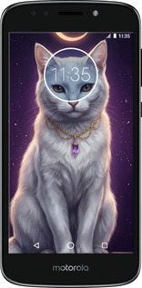 Силиконовый чехол Mystic White Cat Gothic Dark Purple Gold для Motorola Moto E5 Play - 6805u-1429 изображение 
