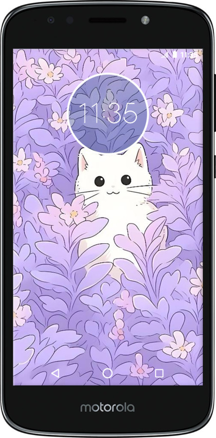Силиконовый чехол Котик в цветах для Motorola Moto E5 Play - 6390u-1429 изображение 