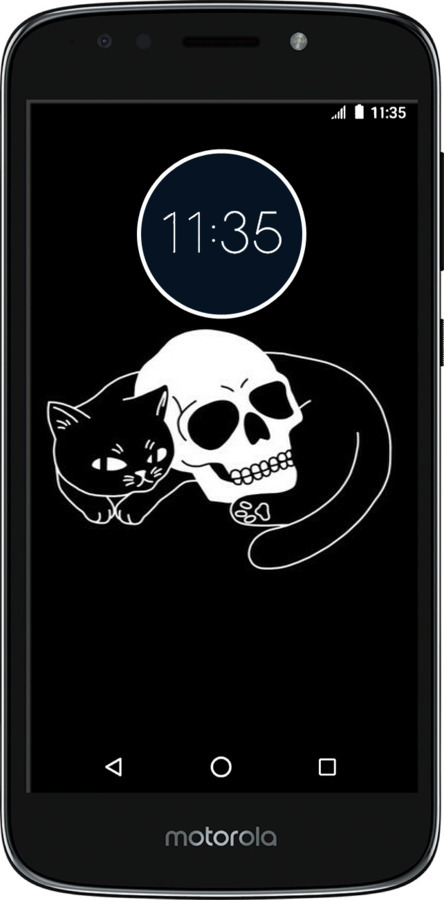 Силіконовий чехол Із зображенням кота та черепа для Motorola Moto E5 Play - 6491u-1429 изображение 