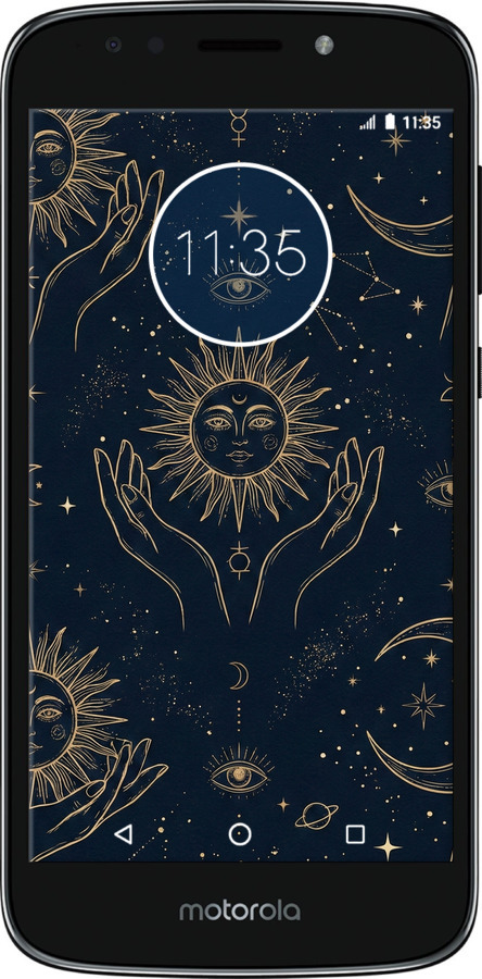 Силиконовый чехол Celestial Harmony: Sun & Moon Gold Mystic Pattern для Motorola Moto E5 Play - 6778u-1429 изображение 