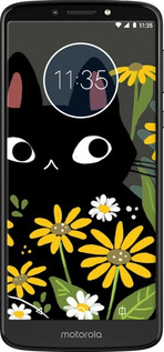 Силіконовий чехол Чорний кіт з квітами для Motorola Moto E5 Plus - 6448u-1412 изображение 