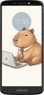 Силиконовый чехол Funny Capybara CEO Working для Motorola Moto E5 Plus - 6777u-1412 изображение 