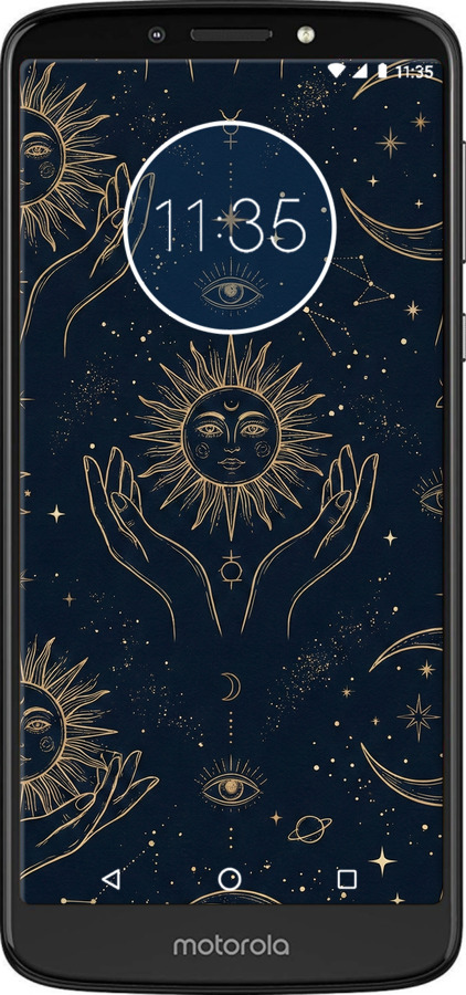Силиконовый чехол Celestial Harmony: Sun & Moon Gold Mystic Pattern для Motorola Moto E5 Plus - 6778u-1412 изображение 
