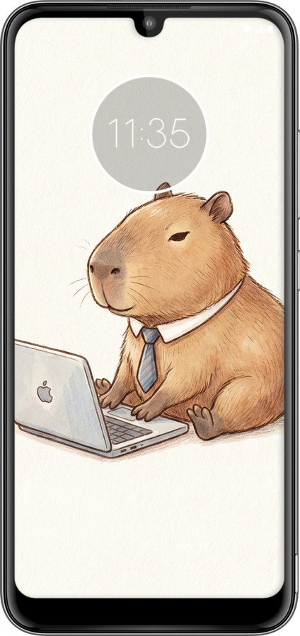 Силиконовый чехол Funny Capybara CEO Working для Motorola Moto E6 Plus - 6777u-1780 изображение 