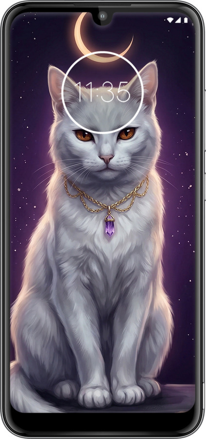Силіконовий чехол Mystic White Cat Gothic Dark Purple Gold для Motorola Moto E6 Plus - 6805u-1780 изображение 
