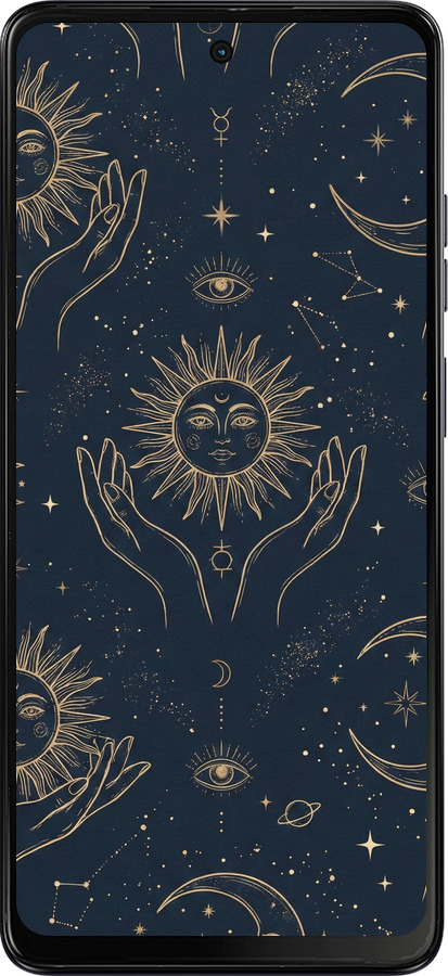 TPU чехол Celestial Harmony: Sun & Moon Gold Mystic Pattern для Motorola Moto G24 - 6778b-3659 изображение 