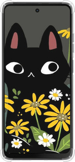 Силикон с усиленными углами чехол Черный кот с цветами для Motorola Moto G24 - 6448sp-3659 изображение 