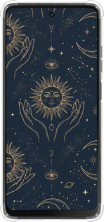 Силикон с усиленными углами чехол Celestial Harmony: Sun & Moon Gold Mystic Pattern для Motorola Moto G24 - 6778sp-3659 изображение 