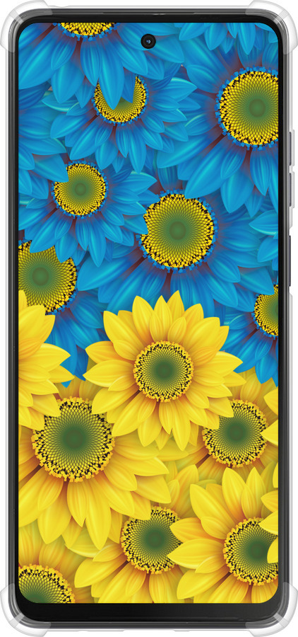 Силикон с усиленными углами чехол Жёлто-голубые цветы для Motorola Moto G24 - 1048sp-3659 изображение 