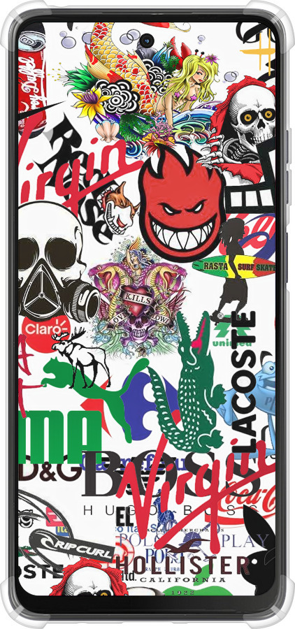 Силикон с усиленными углами чехол Many different logos для Motorola Moto G24 - 4022sp-3659 изображение 