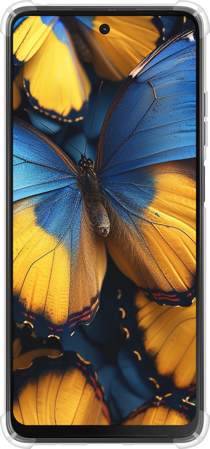 Силикон с усиленными углами чехол Желто-голубые бабочки для Motorola Moto G24 - 6046sp-3659 изображение 