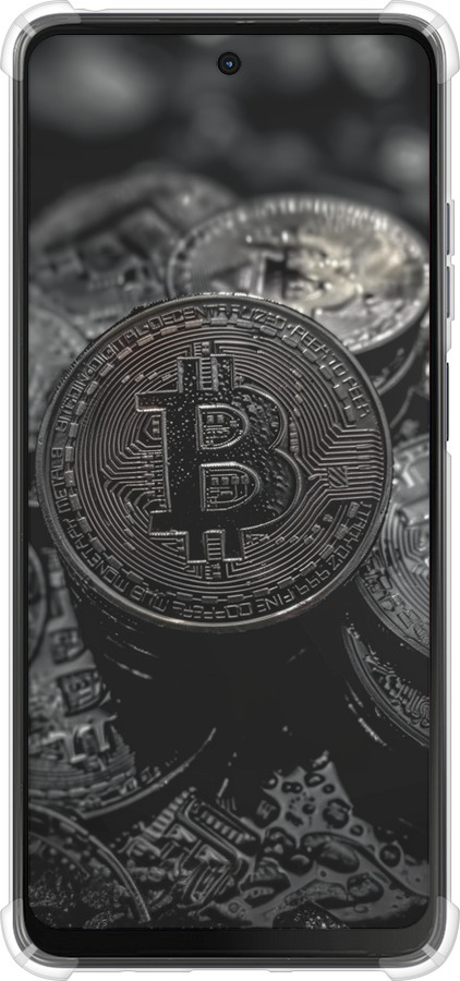 Силикон с усиленными углами чехол Black Bitcoin для Motorola Moto G24 - 6090sp-3659 изображение 