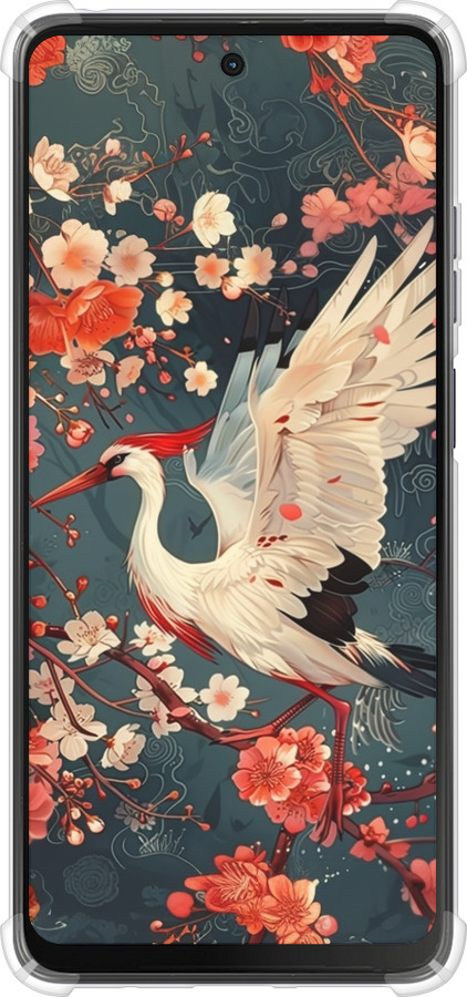 Силикон с усиленными углами чехол Сакура и аист для Motorola Moto G24 - 6108sp-3659 изображение 