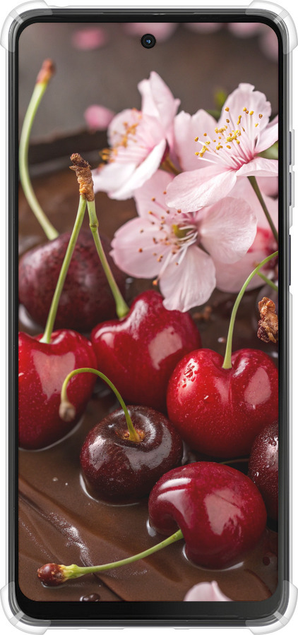 Силикон с усиленными углами чехол Вишня в шоколаде для Motorola Moto G24 - 6698sp-3659 изображение 