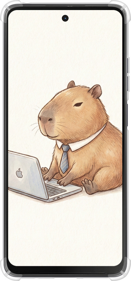 Силикон с усиленными углами чехол Funny Capybara CEO Working для Motorola Moto G24 - 6777sp-3659 изображение 