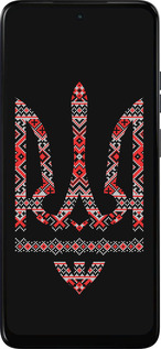 Силиконовый чехол Герб - вышиванка на черном фоне для Motorola Moto E15 - 1196u-4147 изображение 
