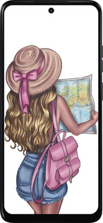 Силиконовый чехол Девушка с картой для Motorola Moto E15 - 4704u-4147 изображение 